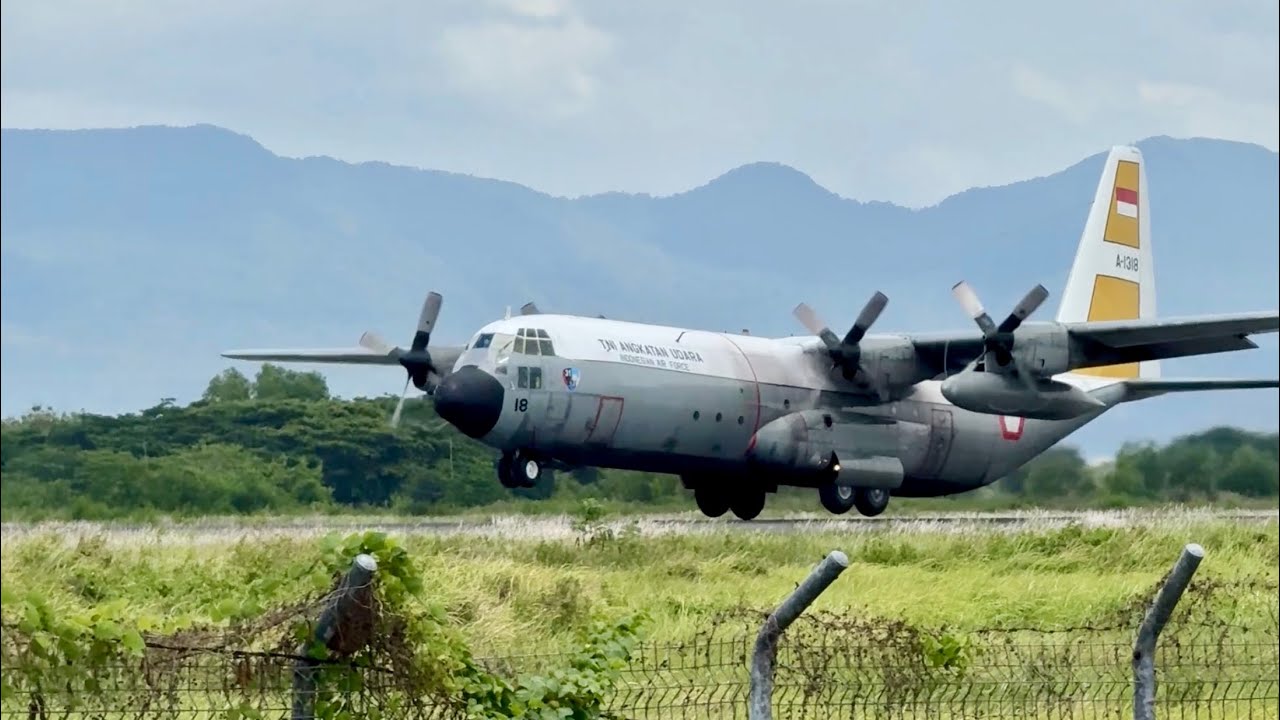 TNI AU Hercules Arrival in Lombok | Rare Military Plane Spotting Moment
