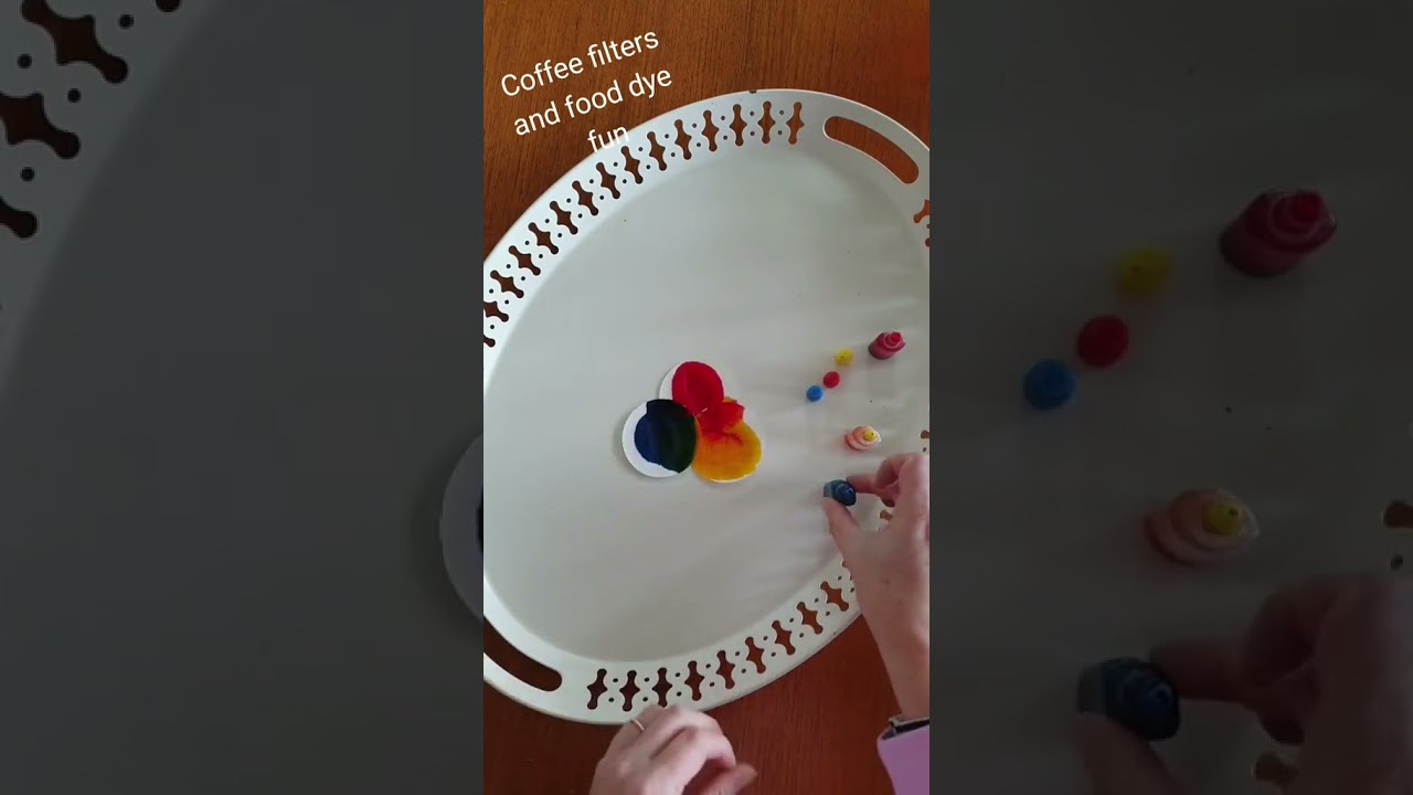 Colour mixing fun with coffee filters and food dye 