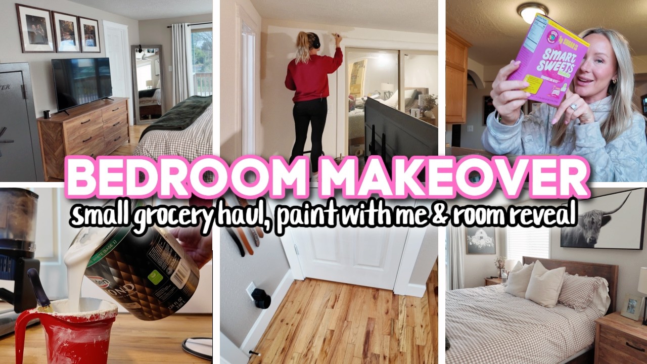 BEDROOM MAKEOVER // small grocery haul, paint with me & bedroom reveal!