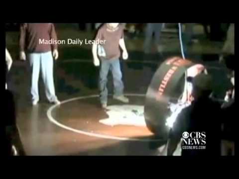 Light Fixture Falls On Wrestler During Match Youtube