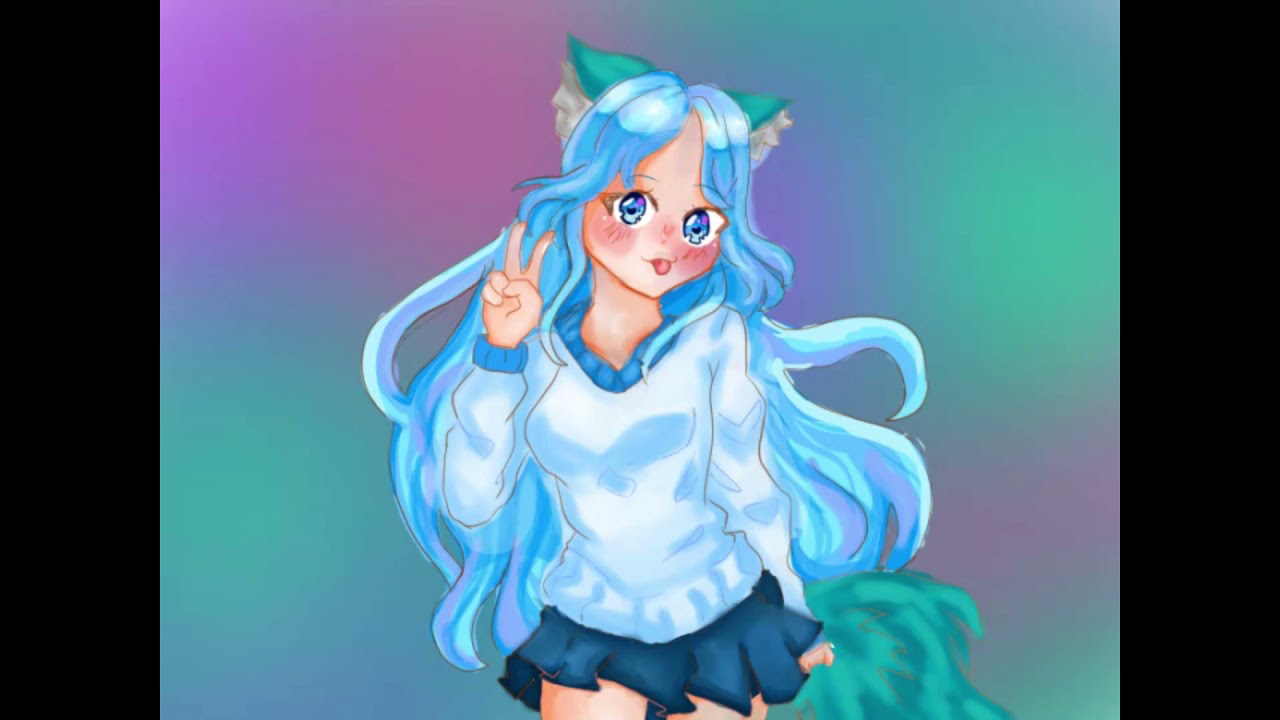 Practicing shading using digital art on a diamond blue cat girl. 