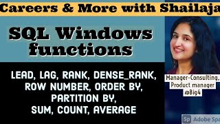 SQL Windows Functions || Rank, Dense rank, Row number, Lag, Lead || Analytics Interviews
