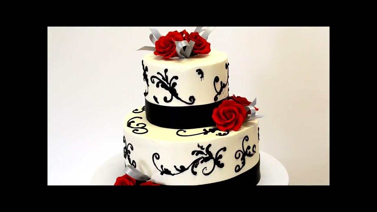 Wedding Cake In Black And Red - Two Tier Wedding Cake - Youtube