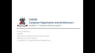 CS3520 || Computer Organisation & Architecture I || 7.3 Memory - Interleaving