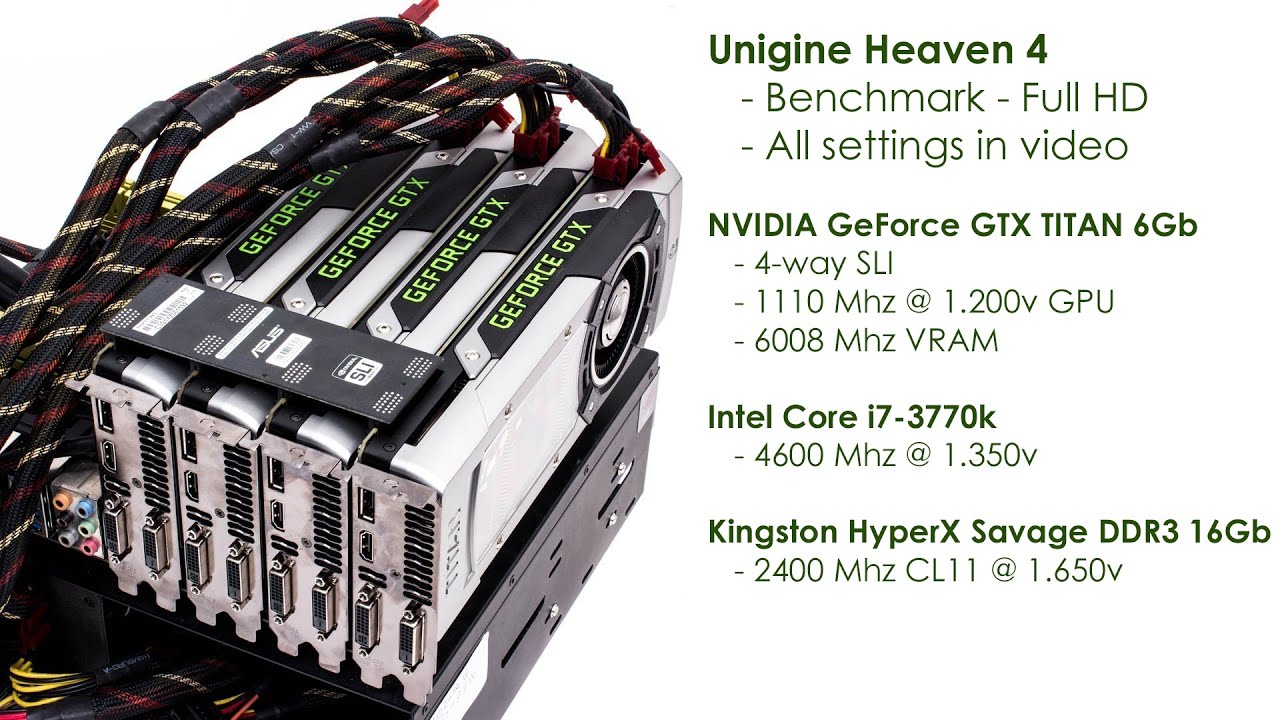 Heaven 4: 4-way SLI NVIDIA GeForce GTX TITAN 6Gb + i7-3770k@4.6Ghz (1.35v)