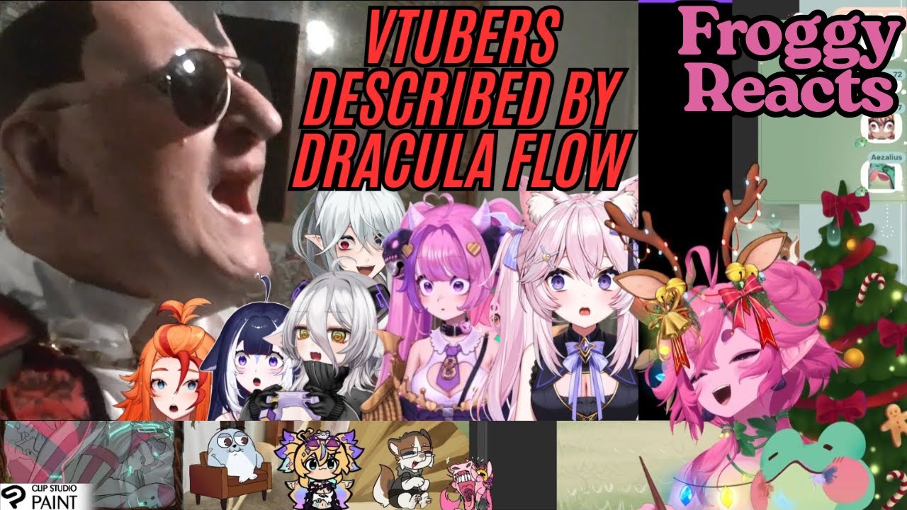 Froggy, Papa, Ari, and Boon Reacts to VTubers Described by Dracula Flow