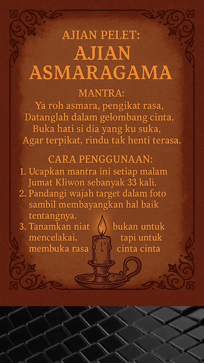 Ajian Pelet Mantra Asmaragama | Langsung Jatuh Cinta #shorts #mantra #ajian #pelet #fyp #trending
