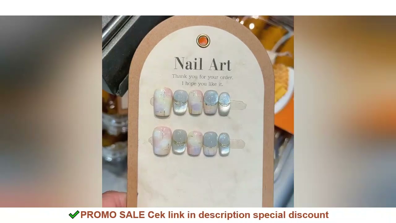 10Pcs French Handmade Press on Nails Blue Cat Eye Fake Nails Wearable Stick-on Nail False Nails ????
