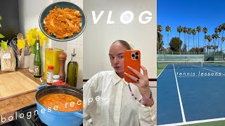 my bolognese recipe, tennis lessons & i'm finally on tiktok lol | vlog