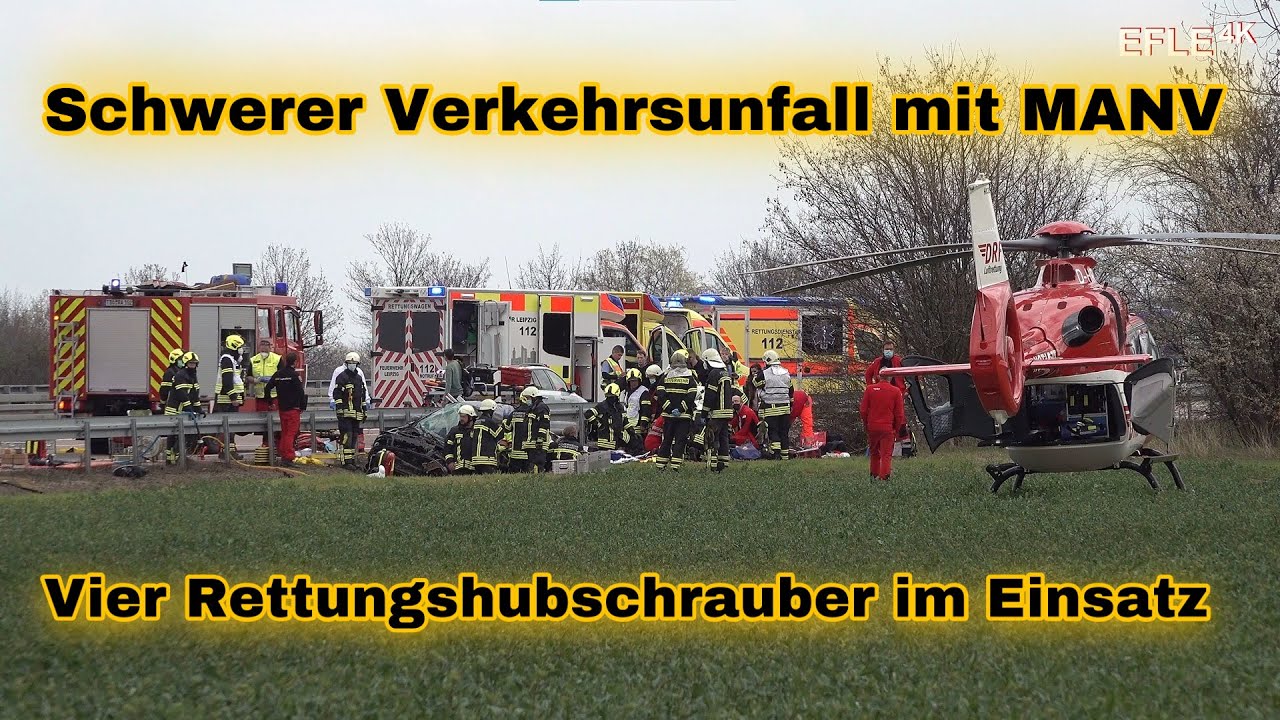 Auto überschlägt sich auf A14 in Leipzig/Feuerwehr und Rettungsdienst im Großeinsatz am Ostersonntag