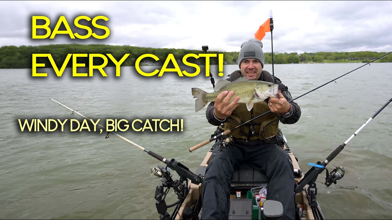 Bass Fishing in Wisconsin – Windy Day, Shallow Lake, BIG Catches!