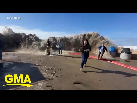 Rogue wave causes chaos on California coastline