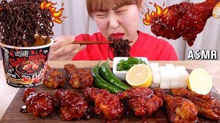 ASMR Mukbang｜Eating 4 kinds of Korean spicy chicken and Daebak ghost pepper noodles