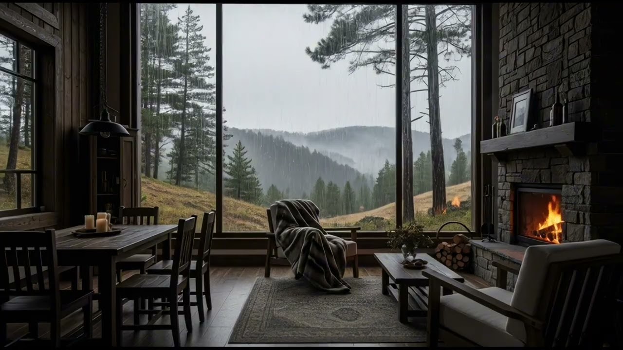 Cozy Cabin in the Forest 🌧️🔥 Rain & Fireplace Sounds for Deep Sleep, Insomnia Relief ASMR