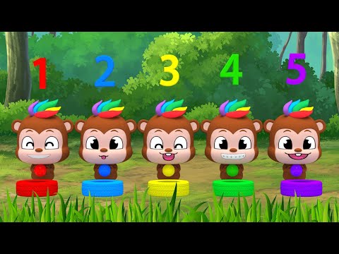 5 Tires Five Little Monkeys <strong>Jumping</strong> On The Bed | Finger Family Songs For Kids <strong>More</strong> Nursery Rhymes