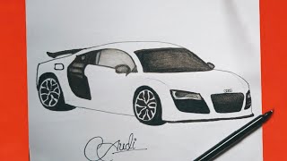 How to draw an AUDI car easily || Audi car drawing step by step || Easy and Unique technique 🔥