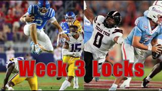 College Football Week 3 Betting Locks and Predictions 2026
