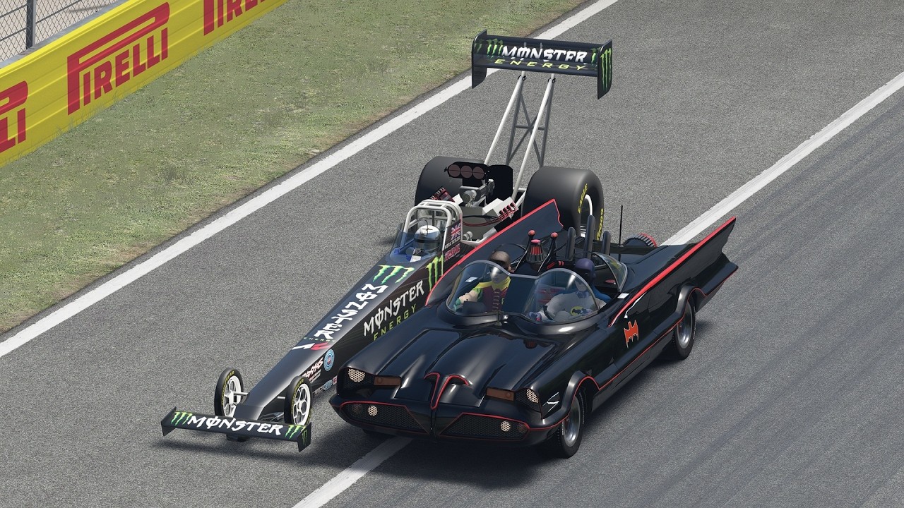 The FASTEST Racing on Earth - Classic Batmobile vs NHRA Top Fuel ...