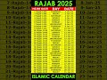 Rajab 2025 Islamic Calendar Rajab 1446Hijri Calendar Rajab 2025 Date Shab EMeraj 2025 Date 