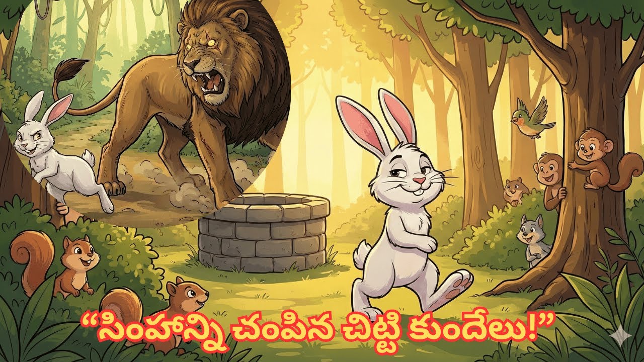 సింహాన్ని చంపిన చిట్టి కుందేలు! - The Clever Rabbit & The Lion | Telugu Wordy Tales