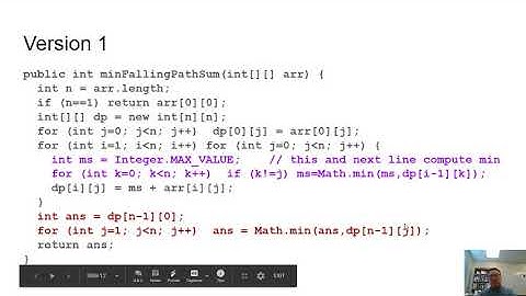 CP1 Topic 3: Video 3: Minimal Falling Path Sum