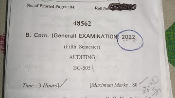 Auditing Question Paper 2022-23.Auditing Question Paper of B.com 5th sem. Question paper of Auditing