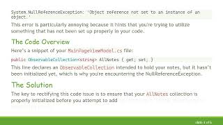 Resolving the Object reference not set to an instance of an object Error in Xamarin.Forms Apps