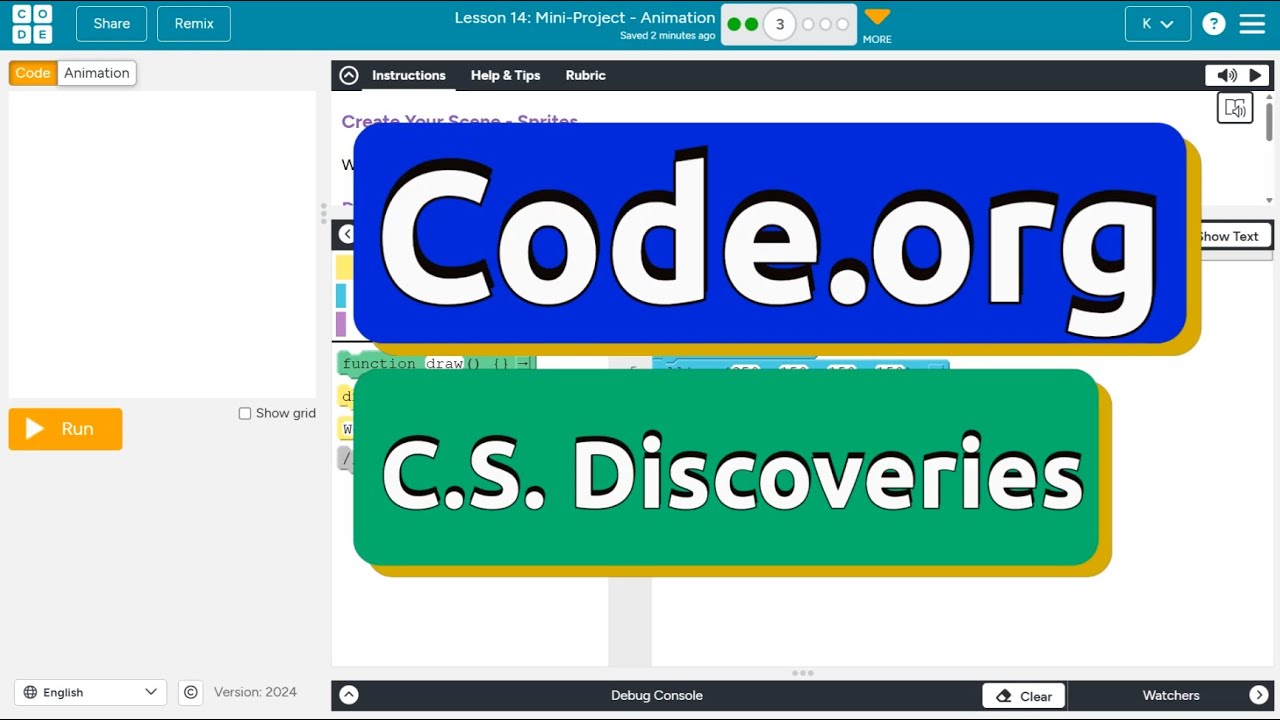 Code.org Lesson 14.3 Mini-Project Animation | Tutorial with Answers ...