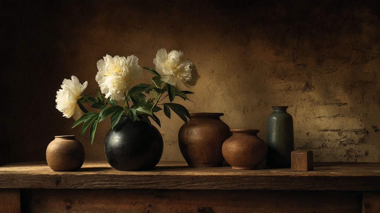 Vintage Still Life Peonies | Dark Moody Art for The Frame TV | TV Art Screensaver Without a Frame