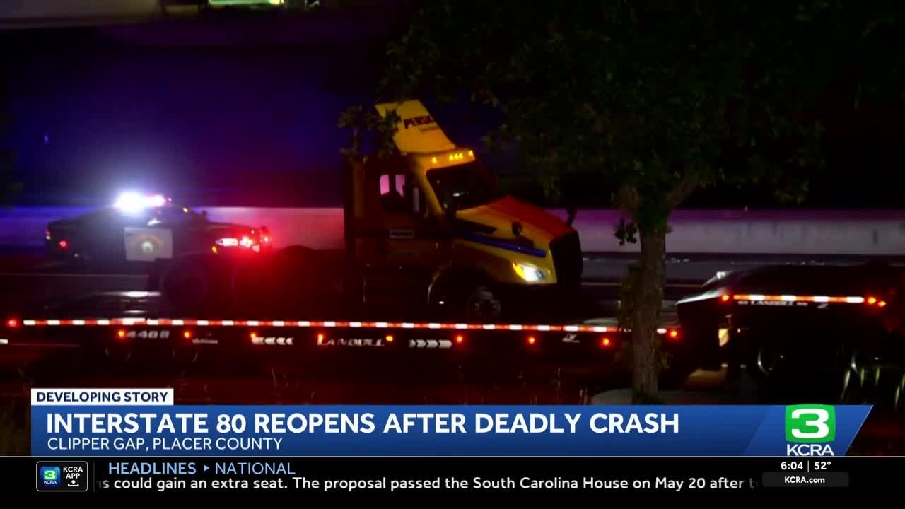 Placer County Interstate 80 crash leaves at least 1 dead - YouTube