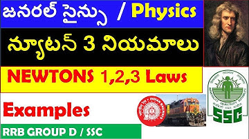 Newtons 3 laws In Telugu | General Science ,Physics In Telugu For Rrb group d ,ssc