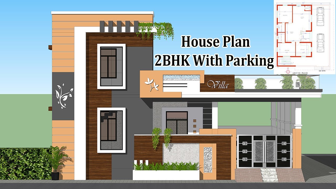 2BHK House Plans| 44 X 51 House Map With Elevation| Single Floor House Design|Gopal Architecture 2.0