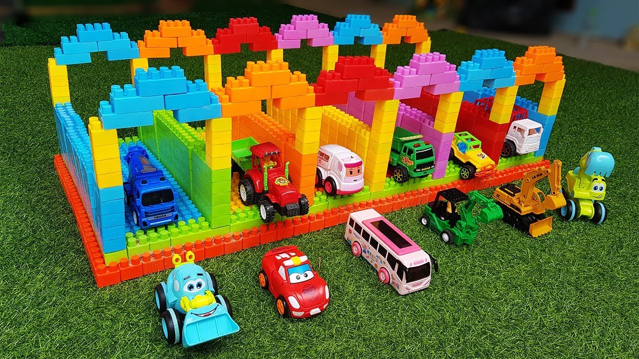 Learn Colors With Block Toys For Children Building Car Parking For