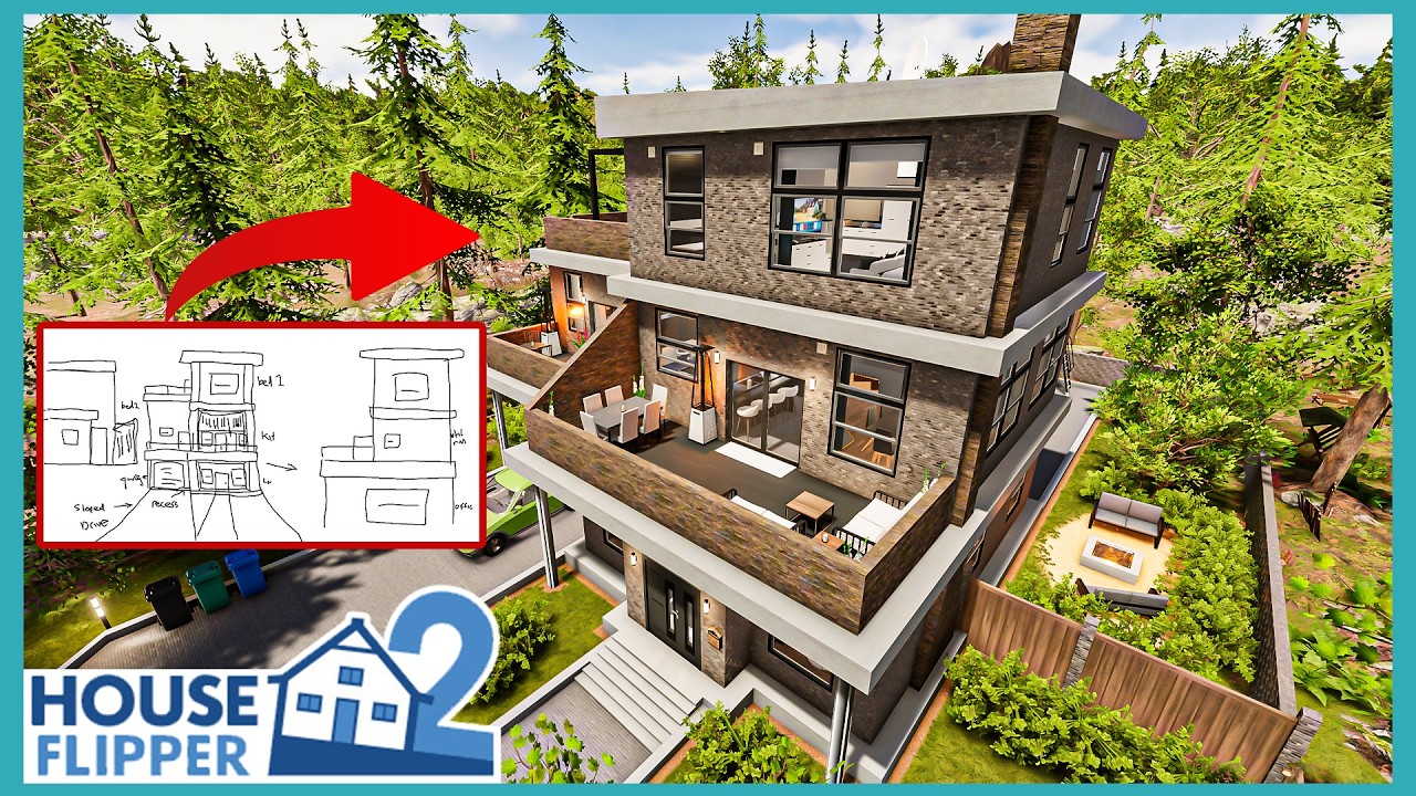 House Flipper 2 | A Modern Luxury Four Storey Home With A Secret! | Build and Tour! | No Commentary