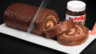 NUTELLA rollcake that melts in your mouth! Easy and delicious recipe in 5 minutes