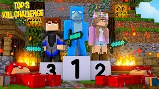 TOP 3 KILLS CHALLENGE!! Minecraft BED WARS w/ Sharky, Little Kelly and Scuba Steve
