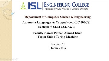 Unit 4 ALC TURING MACHINE INTRO (lecture 31)