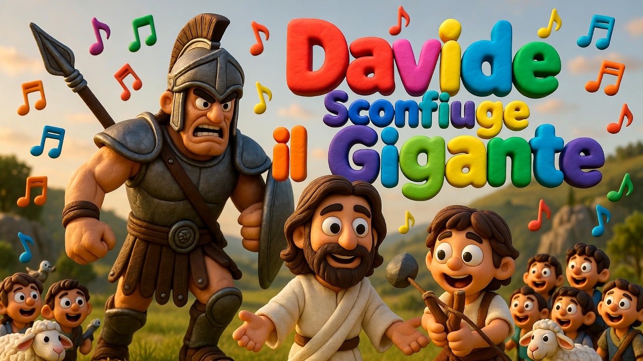 Davide e Golia: La Storia della Bibbia Cantata 🪨🦁 Canzoni per Bambini (Mix 12 Min)