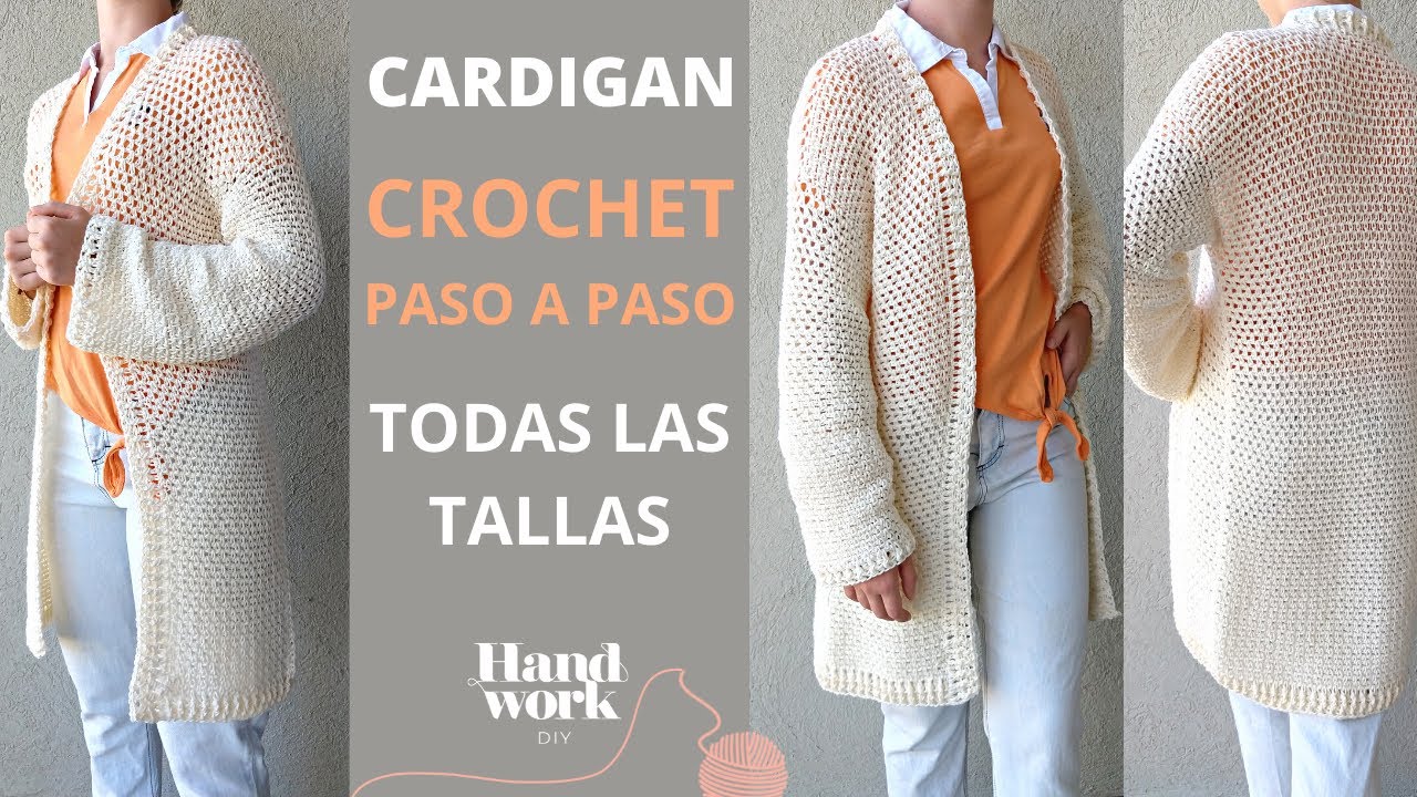 Cómo tejer Cardigan a crochet o ganchillo en todas las tallas, fácil y
