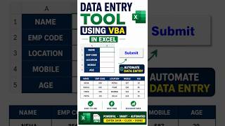Data Entry Tool Using VBA in Excel | One Click Data Entry Form with Submit Button | Excel VBA #excel