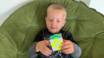 4 Year Old Solves Rubiks Cube from "Tic-Tac-Toe" (Checkerboard) Pattern
