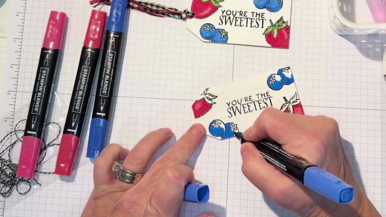 Create a wooden tags using Stampin’ Up stamps and embossing powder.