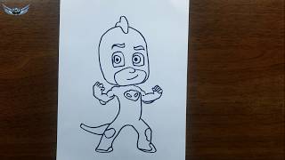 Kertenkele Çocuk Gekko - Pijamaskeliler karakterleri Çizimi
