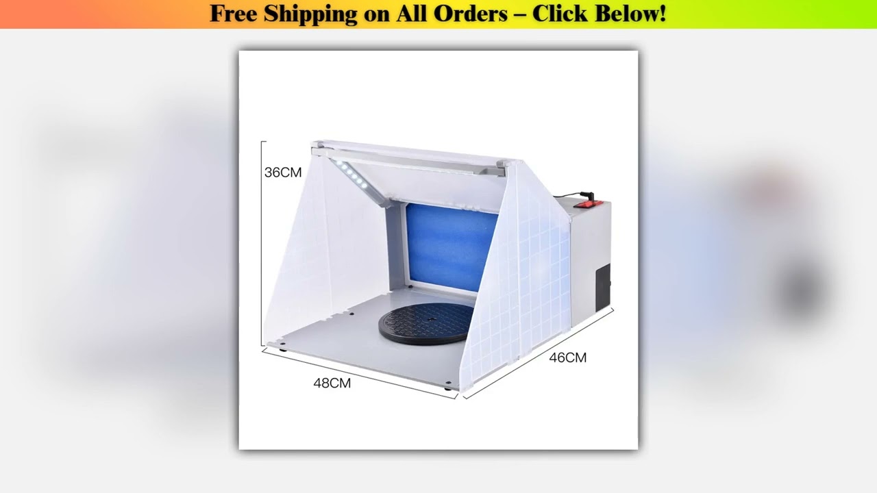 Portable Airbrush Painting Spray Booth Kit with LED Light Tubes Exhaust Fan Filter for Airbrush