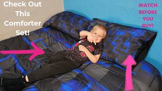 Feelyou Blue & Black Bedding Set Queen Size Honeycomb Comforter Set Decor Hexagon Theme Comforter