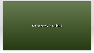 String array in solidity Profile