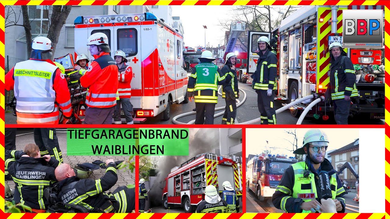 🚒 GROßEINSATZ: Tiefgaragenbrand Bahnhofstr. Waiblingen, 06.04.2024.
