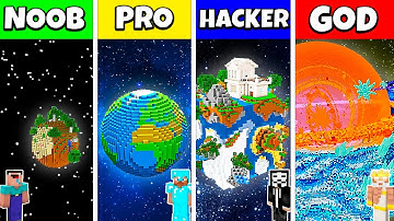 Minecraft Battle: NOOB vs PRO vs HACKER vs GOD: INSIDE PLANET HOUSE BASE BUILD CHALLENGE / Animation