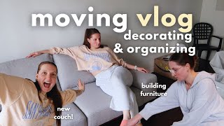 moving vlog: new couch + decorating & organizing my one bed apartment