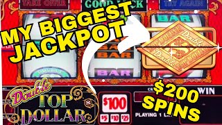 $200 SPINS!  OMGMY BIGGEST JACKPOT EVER ON DOUBLE TOP DOLLAR! Wow!!!!